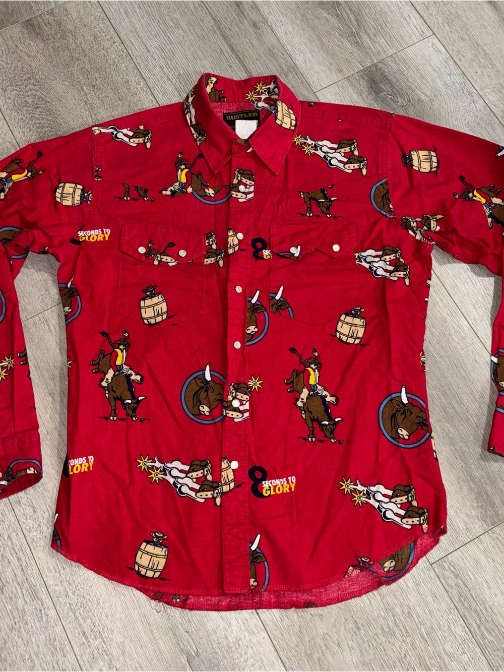 Vintage Rustler Western Cowboy Pearl Snap Shirt  Bull Rider Size XL